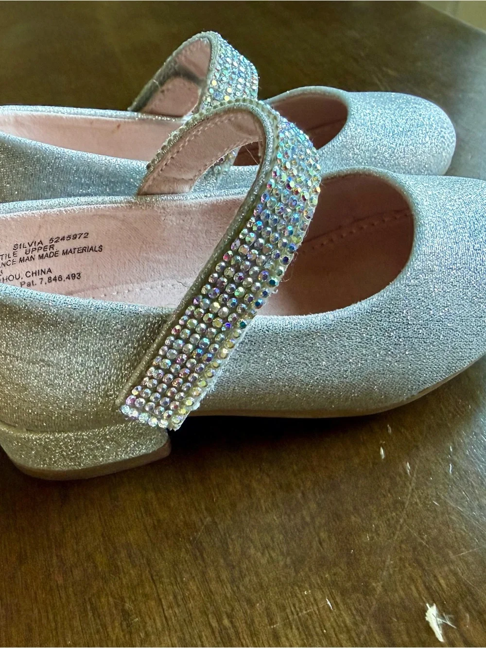 Kelly & Katie Glitter Mary Jane Shoes with Rhinestone Strap